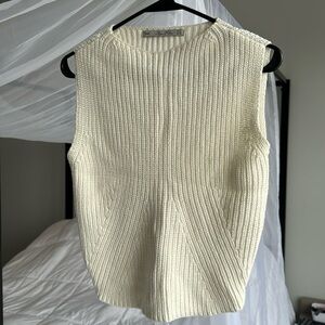 Zara Cream Ribbed Knit Tank Top